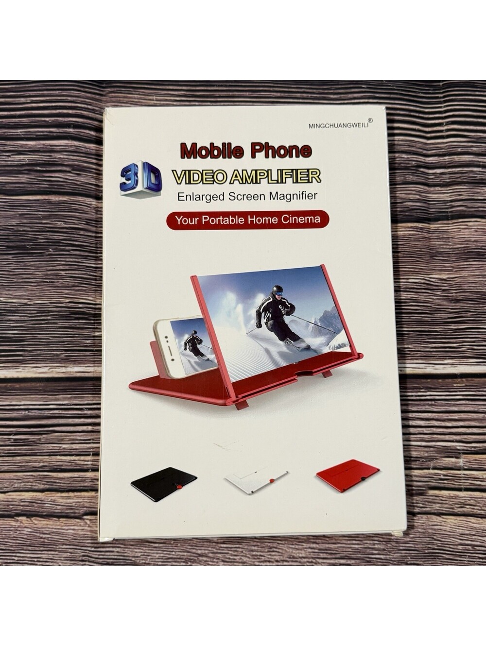 10" Phone Screen Magnifier Fresnel Lens Foldable Stand Red Open Box Never Used